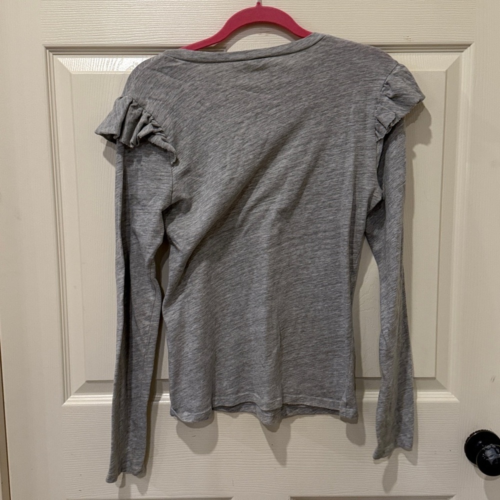 Frame Denim long sleeve grey ruffle top, medium - Picture 5 of 6